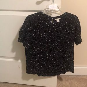 Black Star Print Woven Top